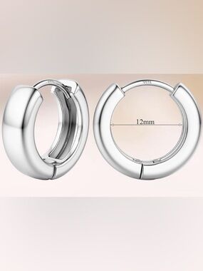 #3 Sterling Silver 12mm Huggie Hoop Earrings